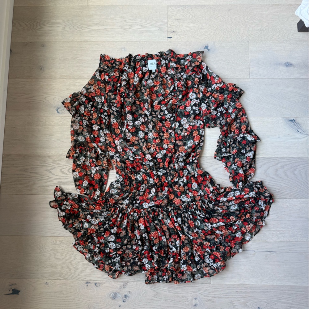 MISA Los Angeles Floral Ruffle Dress
